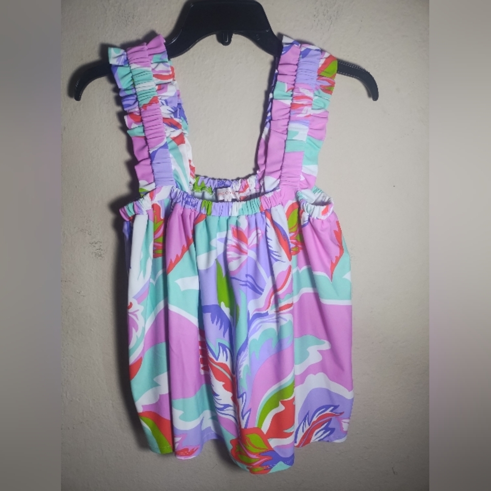 Nwot Jude Connally Top Women S Tropical Ruffle Beach Coastal Vacation